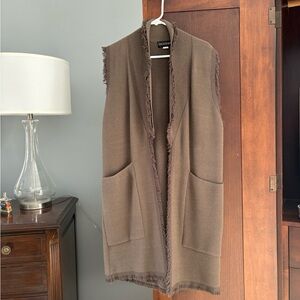 Talk of the Walk Taupe Wool Fringe Vest